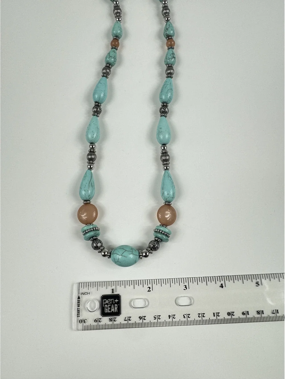 Fashion Jewelry Beaded Silver, Turquoise & Brown Toned Women's Necklace